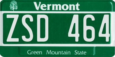 VT license plate ZSD464