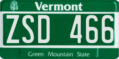 VT license plate ZSD466
