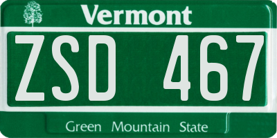 VT license plate ZSD467