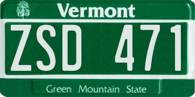 VT license plate ZSD471