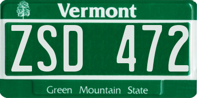 VT license plate ZSD472