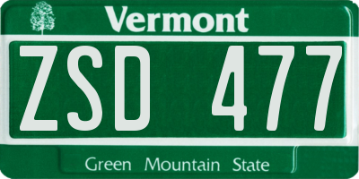 VT license plate ZSD477
