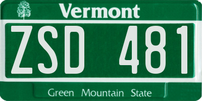 VT license plate ZSD481