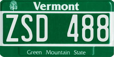 VT license plate ZSD488
