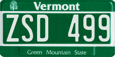 VT license plate ZSD499