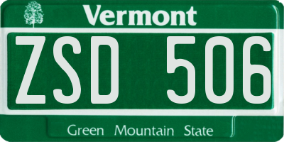VT license plate ZSD506