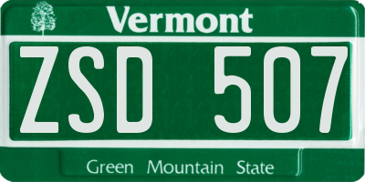 VT license plate ZSD507