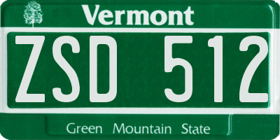 VT license plate ZSD512