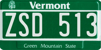 VT license plate ZSD513