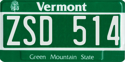 VT license plate ZSD514