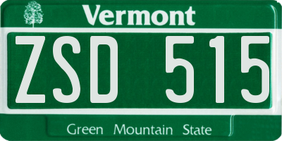 VT license plate ZSD515