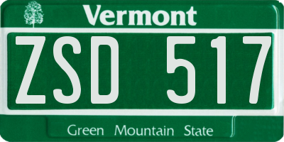 VT license plate ZSD517