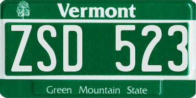 VT license plate ZSD523
