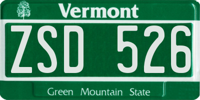 VT license plate ZSD526