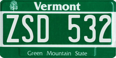 VT license plate ZSD532