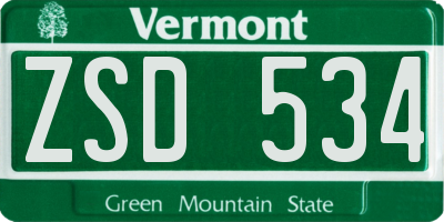 VT license plate ZSD534