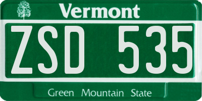 VT license plate ZSD535