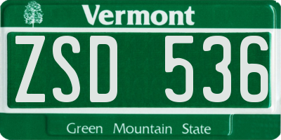VT license plate ZSD536