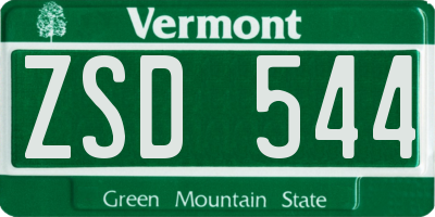 VT license plate ZSD544