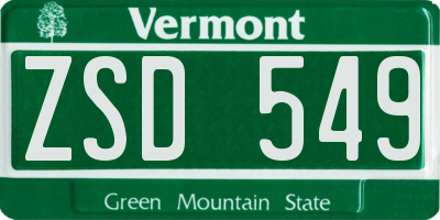 VT license plate ZSD549