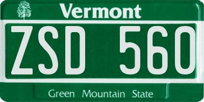 VT license plate ZSD560