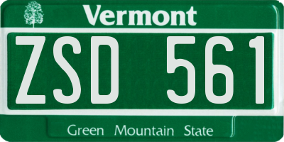 VT license plate ZSD561