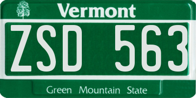 VT license plate ZSD563