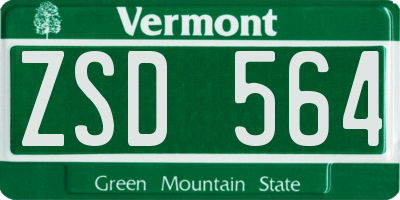 VT license plate ZSD564