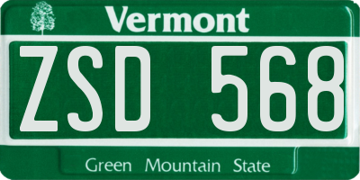 VT license plate ZSD568
