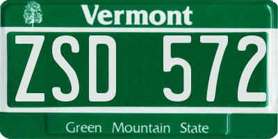 VT license plate ZSD572