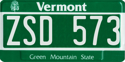 VT license plate ZSD573