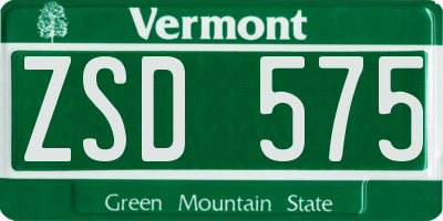 VT license plate ZSD575