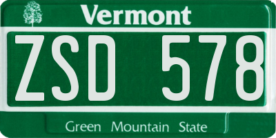 VT license plate ZSD578