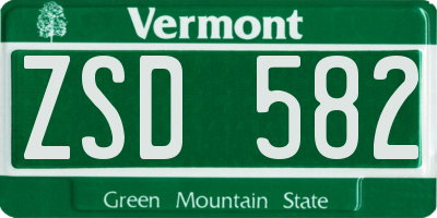 VT license plate ZSD582