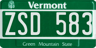 VT license plate ZSD583
