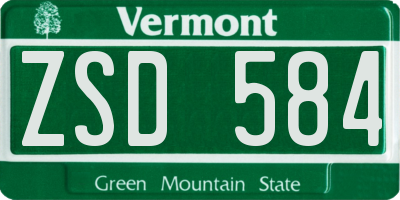 VT license plate ZSD584