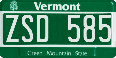 VT license plate ZSD585