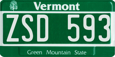 VT license plate ZSD593