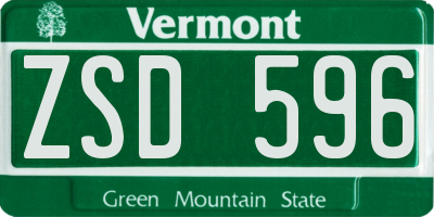 VT license plate ZSD596