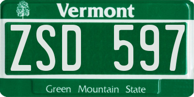 VT license plate ZSD597