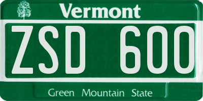 VT license plate ZSD600