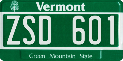 VT license plate ZSD601