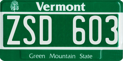VT license plate ZSD603