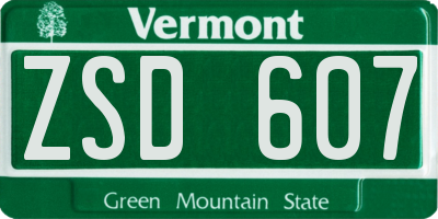 VT license plate ZSD607