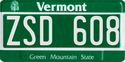 VT license plate ZSD608