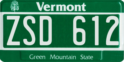 VT license plate ZSD612