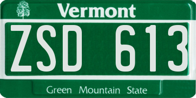 VT license plate ZSD613