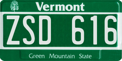 VT license plate ZSD616