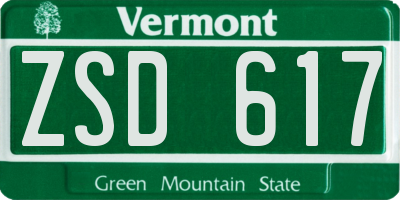 VT license plate ZSD617