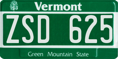 VT license plate ZSD625
